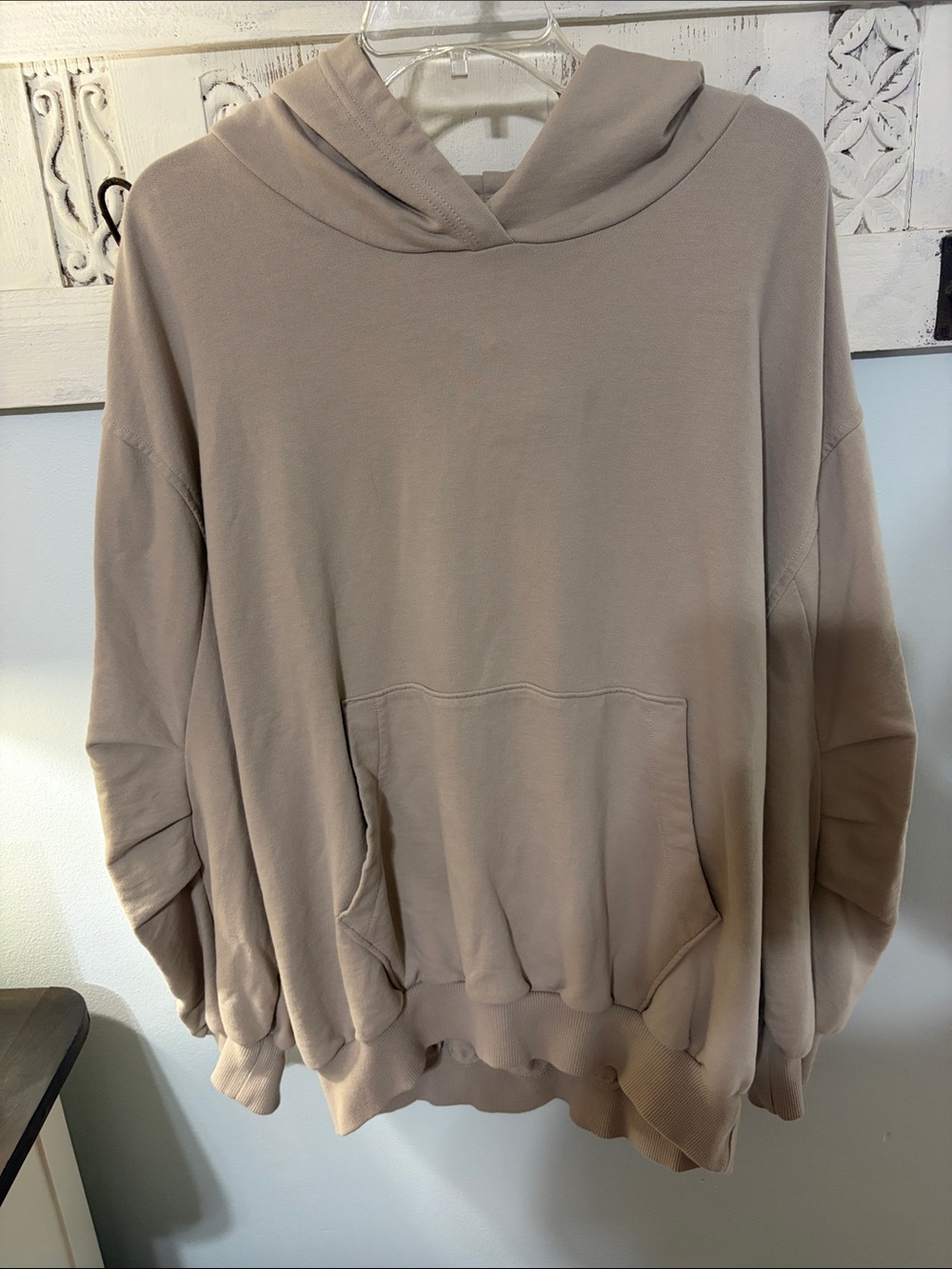 aerie Taupe Hooded Pullover Sweatshirt